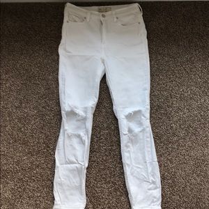 Free People Open Knee White Jeans